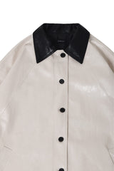 Eco Leather Half Jacket (Ivory)