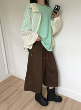 [unisex] Mado Cut Pintuck Wide Banding Bermuda Pants