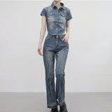 [NONCODE] Fluffy Washing Denim Bootcut Pants