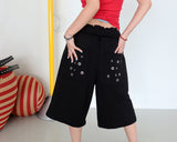 Punching Eyelet Three-Quarter Bermuda Pants