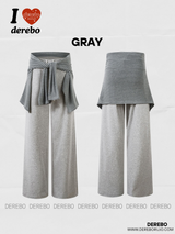 Stripe cardigan wrap banding casual pants