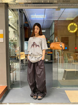 UI ドッグオフショルダーオーバーサイズフィットスリーブTシャツ