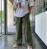 マーレットアイスリネンカーゴバンディングワイドパンツ