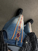 ASCLO Ethnic Embroidery Denim Bermuda Pants (2color)
