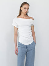 (T-7061)UNBALANCE ONE OFF SHOULDER KNIT