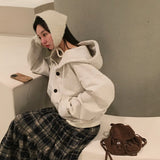 [Belledmade/Kuanku]スタディーボタンルーズフィットフードカーディガン