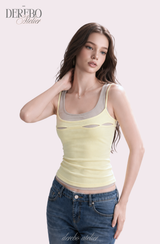Lemon slit layered sleeveless t-shirt