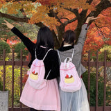 プディング ピンクストリングバックパック
