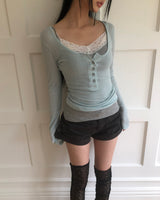 Echoes Button Long-Sleeve T-Shirt