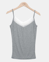 Curren Lace Ribbed Sleeveless Top