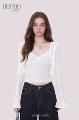 White Daisy flare cardigan two-piece(SET)