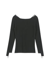 Hole Strap Knit Top (BLACK)