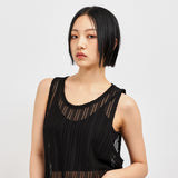 SEE-THROUGH CRAFT KNIT SLEEVELESS BLACK