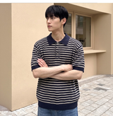 Stripe Crop Half Knit Black