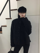 Puff Over Boucle Cardigan