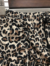 Leopard Shirring Skirt Pants