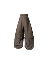 RELABEL Spatial Relationship (Cantilevered) Double-Layer Horizontal and Vertical Pleated Faux Two-Piece Loose Curved-Leg Trousers