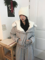 Fur zip-up set