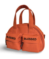 HALF MOON SHOULDER HAND BAG_SMALL-Hybrid leather Orangeblack
