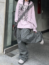 Ehren Charcoal Pintuck Wide Cargo Pants