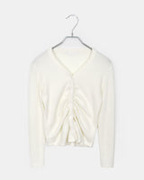 Hori Shirred Fleece Button Cardigan
