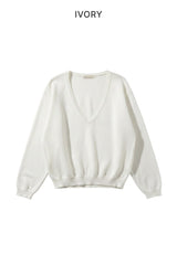 Bamboo Deep V-Neck Knit Top