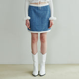 Bling Tweed Skirt - BLUE