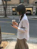 Hiche Stripe Basic Pocket Shirt