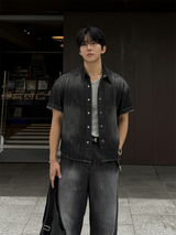 Pinter クロップドデニムシャツ