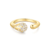 Silver Sparkling Sculptural Crossover Adjustable Ring R066-04G