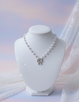 バタフライフェアリーパールチョーカーネックレス - Silver Color