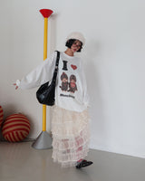 Cancan see-through see-through long skirt