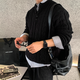 ベレリス ヘンリーネックケーブルオーバーフィットニット