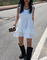 frill cancan layered mini-dress