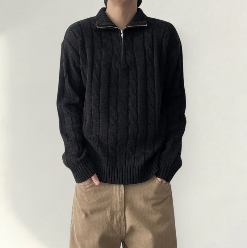 Classic Cable Zip-Up Knit