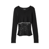 Mesh Cutout Knit - BLACK