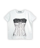 コルセットプリントTシャツ_ホワイト