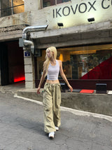 string low-rise cargo pants