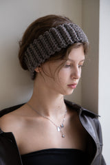 Wool blend knit ear warmer and hairband (Brown grey)