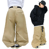 wide-parasuit buckle pants