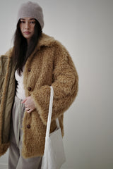 Reversible fur coat, Camel