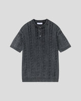 レンブルヘンリーネックケーブルピグメントニット