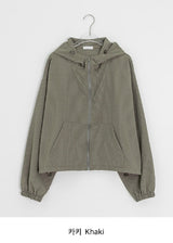 [unisex] コパットチェックフードウインドブレーカージャンパー