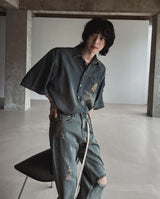 Summer shea damage washed denim half shirt