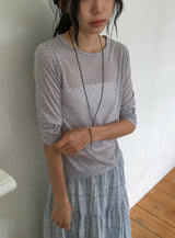 Ripe See-through Dot Three Quarter See-through Layered Tee