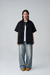 Short-sleeved nylon shirt - Black
