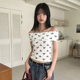 キャンディリボン柄オフショルダーTシャツ