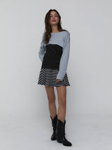 Striped Mini Skirt_Charcoal