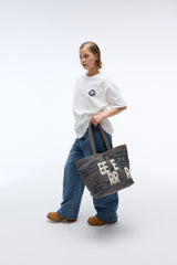 Weekend warrior typography printing tote-bag (Charcoal)
