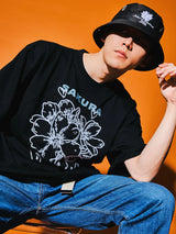 サクラフローラルラインズTシャツ (Black)